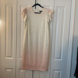 Lane Bryant sparkle shimmer ombré cocktail dress with butterfly sleeves